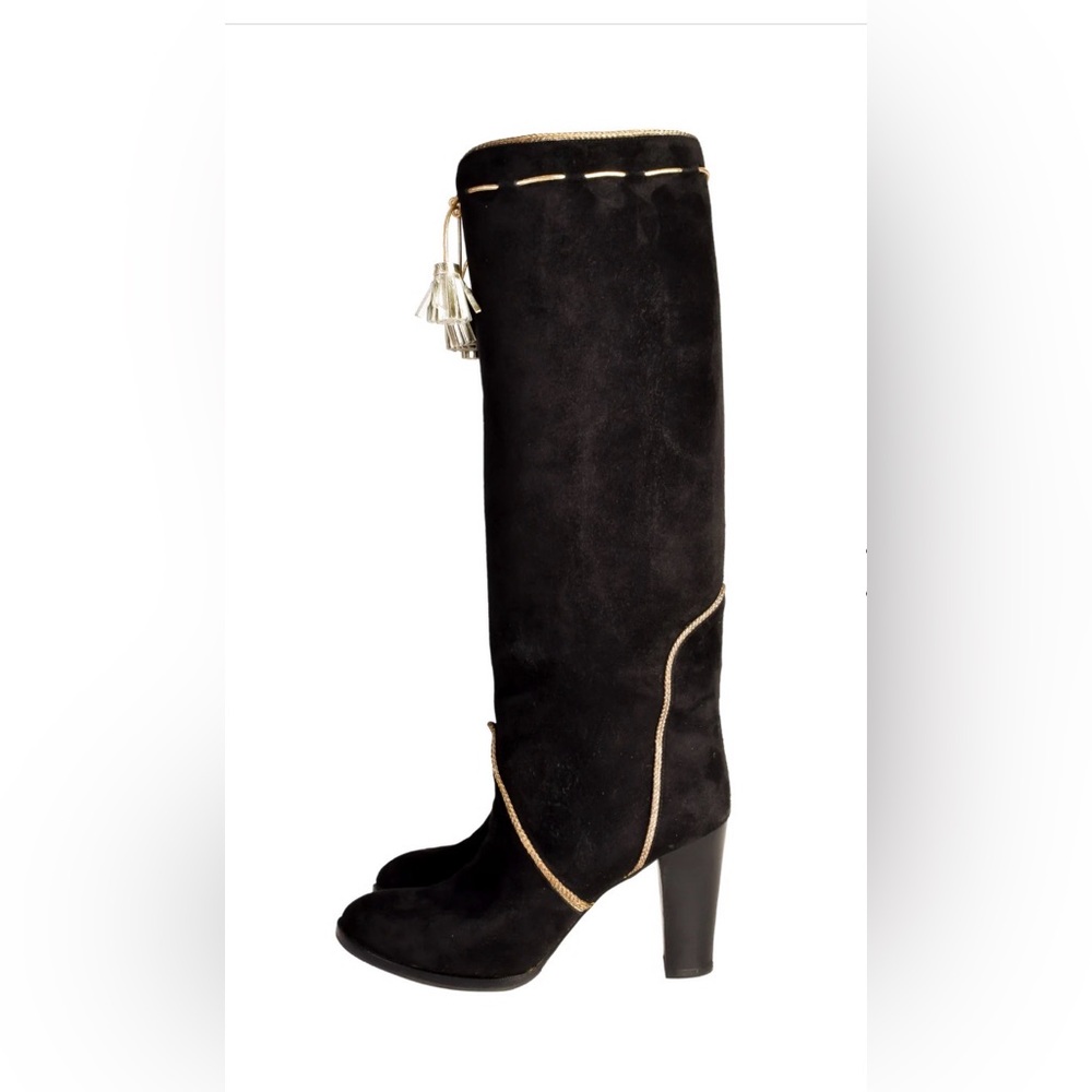 Yves Saint Laurent Vintage AW 1976-77 Black Suede Tassel Heeled Boots